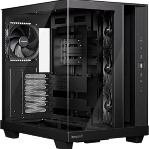 be quiet! Light Base 500 Black PC-Gehäuse, vollständig verglaste Front und Seitenfenster, Show Case, Dual Chamber Design
