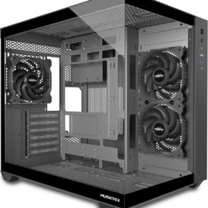 MUSETEX PC Gehäuse ATX, 3 Non-LED Lüfter vorinstalliert Gaming PC Gehäuse